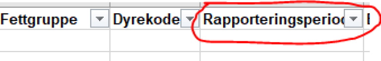 Bilde fra rapporteringssystem som viser kolonne for utfylling av rapporteringsperiode.