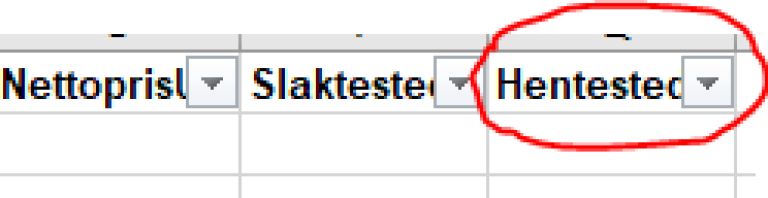 Bilde fra rapporteringssystem som viser kolonne for utfylling av hentested.