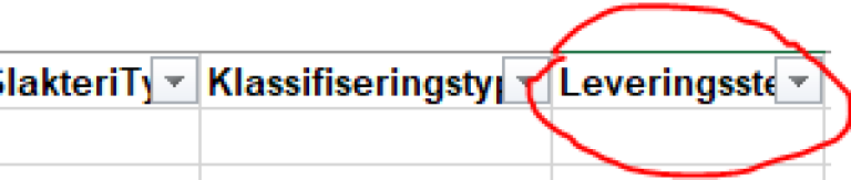 Bilde fra rapporteringssystem som viser kolonne for utfylling av leveringssted.